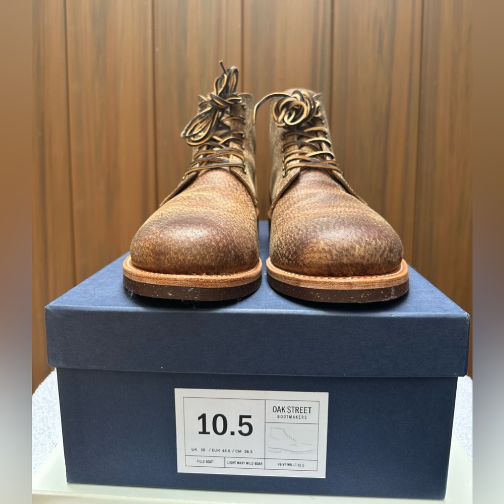 Oak Street Bootmakers Field Boot Brown Waxy Boar Hide Limited Ed. Size 10.5